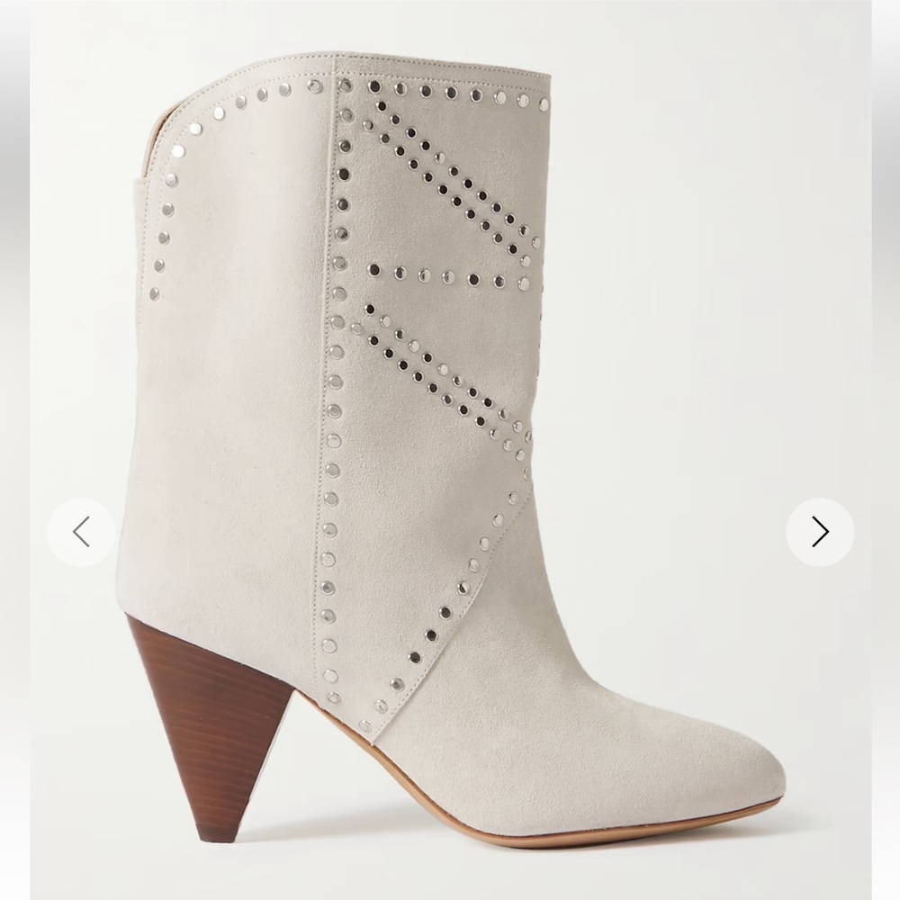 Isabel Marant Deezia Studded Suede Ankle Boots off-white 7 38